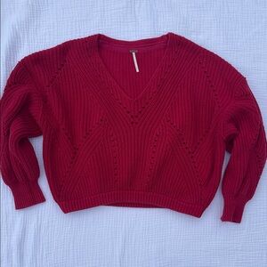 Free People All Day Long Ribbed Chunky Cropped Sweater